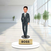 CEO Swag Caricature in a sharp suit with 'BOSS' nameplate, a personalized showpiece gift for entrepreneurs and business leaders.